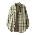 thumbnail image 1 of Long Sleeve Knit Plaid Color Shirt Jacket for Men Casual Button Down Stylish Shirts Regular Fit Blouses with Pockets (4XL, Green), 1 of 4
