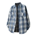 thumbnail image 1 of Long Sleeve Knit Plaid Color Shirt Jacket for Men Casual Button Down Stylish Shirts Regular Fit Blouses with Pockets (XL, Sky Blue), 1 of 5