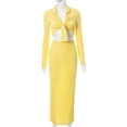thumbnail image 1 of Long Sleeve Knotted Shirt Maxi Skirt Set, 1 of 8