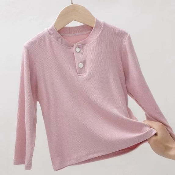 Long Sleeve Layering For Girls Comfortable Stretch Basic Tee Shirt Soft Everyday Wear Kids Streetwear Shirts Tees Tops Girls Boys ,Pink,13-14 Years
