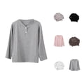 thumbnail image 1 of Long Sleeve Layering Tees for Girls, Comfortable Stretch Basic Tee Shirt, Soft Everyday Wear Kids, 1 of 4