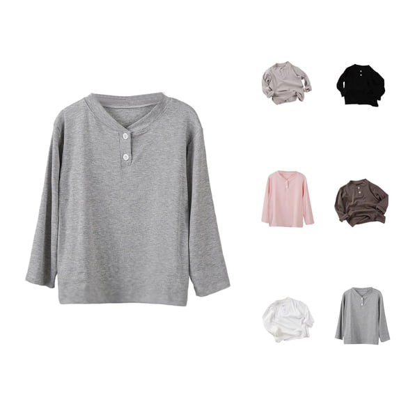Long Sleeve Layering Tees for Girls, Comfortable Stretch Basic Tee Shirt, Soft Everyday Wear Kids