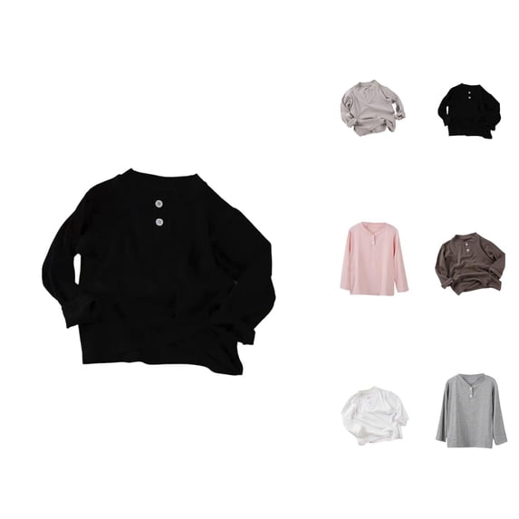 Long Sleeve Layering Tees for Girls, Comfortable Stretch Basic Tee Shirt, Soft Everyday Wear Kids