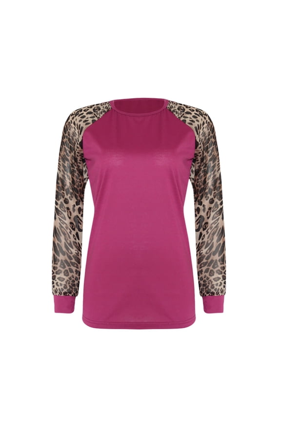 Long Sleeve Leopard Print Shirts for Women Color Block Raglan Tops Casual Crewneck Basic Tees Fall Clothes 2025 Fashion