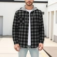 thumbnail image 1 of Long Sleeve Lined Plaid Hoodies for Man Drawstring Fashion Loose Color Block Shirts with Hood Pocket outwear (3XL, Dark Gray), 1 of 9