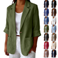 thumbnail image 1 of Long Sleeve Linen Blazer Womens Casual Spring Summer Fall Lightweight Jackets Army Green M, 1 of 6
