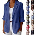 thumbnail image 1 of Long Sleeve Linen Blazer Womens Casual Spring Summer Fall Lightweight Jackets Blue XL, 1 of 8