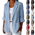 thumbnail image 1 of Long Sleeve Linen Blazer Womens Casual Spring Summer Fall Lightweight Jackets Light Blue XL, 1 of 8
