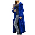 thumbnail image 1 of Long Sleeve Loose Fit Hooded Cardigan Cable Knit Design Front Button High Slit for Women Wear, 1 of 9