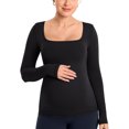 thumbnail image 1 of Long Sleeve Maternity Tops Square Neck Pregnancy Basic Shirts Soft Casual Tee, 1 of 5