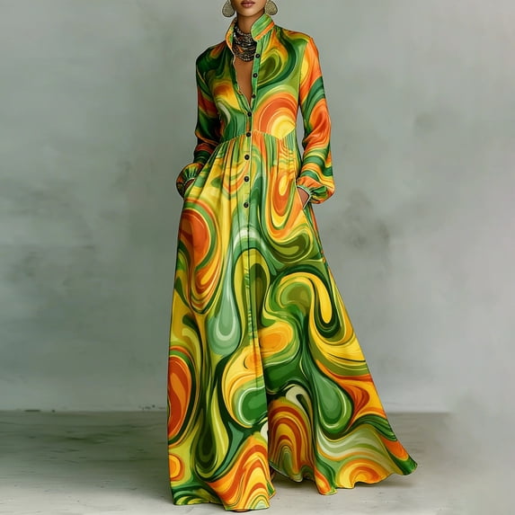 Long Sleeve Maxi Dress Combines Women's Floral Boho Vacation Style with ...
