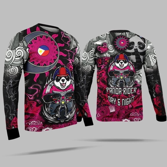 Long Sleeve Men's Bike Jersey Food Panda Biking Shirt Motor T-shirts