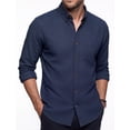thumbnail image 1 of Men Oxford Dress Shirts Cotton Long Sleeve Shirt Business Shirt Casual Button Down Shirts Navy Blue, 1 of 9