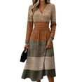 thumbnail image 1 of Long Sleeve Midi Dresses for Women Floral Long Sleeve V Neck Dresses High Waist A-Line Swing Sundress, 1 of 4