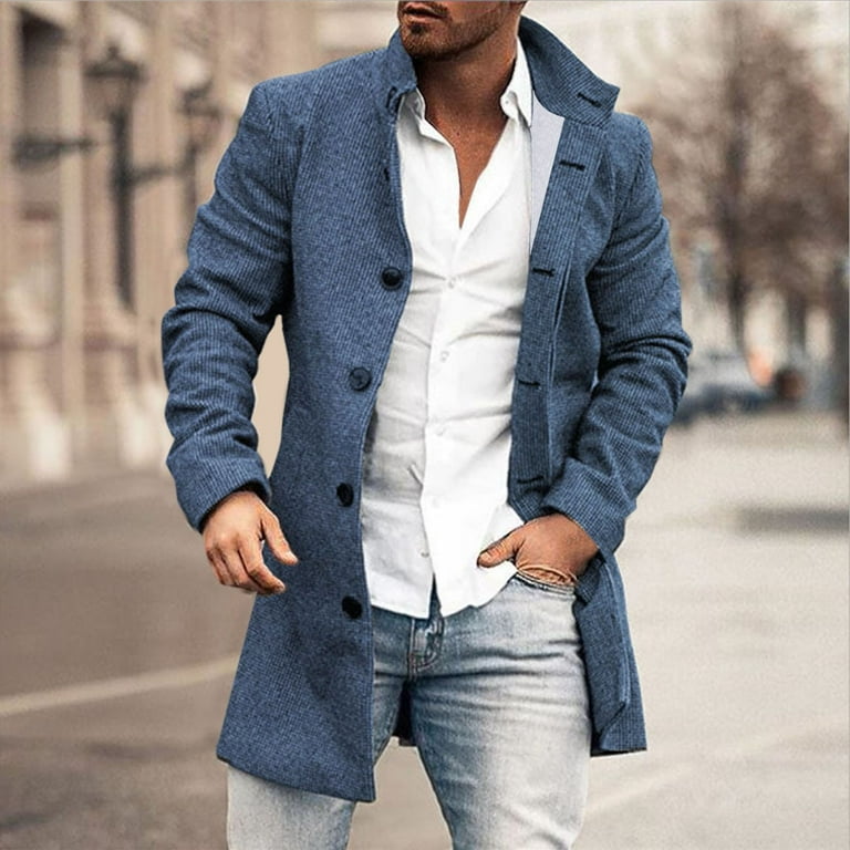 Long Sleeve Mock Neck Weekend Full Length Vintage Men S Casual Jackets Men Plus Size Winter Coat Lapel Collar Long Sleeve Padded Leather Jacket Vintage Thicken Coat Sheepskin Jacket Blue Walmart