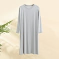 thumbnail image 1 of Long Sleeve Nightgowns for Men Soft-Modal Pullover Crewneck Sleepshirts Mens Casual Solid Loose Below-the-Knee Loungewear T-Shirts Gowns, 1 of 8