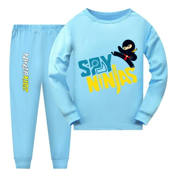 Long Sleeve Ninja Kidz Pajamas Set – Boys Girls Cartoon Nightwear – Soft Sleepwear and Nightclothes for Kids and Toddlers – Fun Loungewear for Sleep or Play