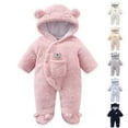 thumbnail image 1 of Long Sleeve One-Piece Romper Hoodie Winter New Baby Placket And Velvet Jumpsuit for Baby Outdoor Climbing Clothes Light Blue 9-12 Months, 1 of 3