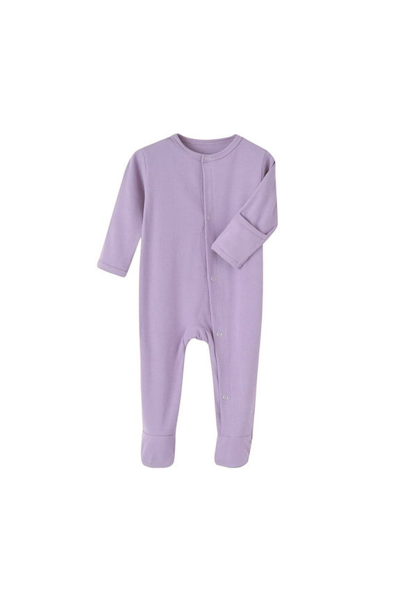 Long Sleeve Onesies Baby Romper Winter Ribbed Long Sleeve Soft Comfortable Bodysuit Baby Girl Clothes Winter Light Purple 6 Months-9 Months