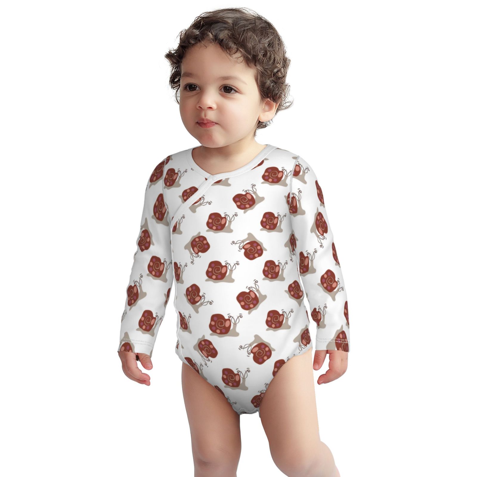 Long Sleeve Onesies Girl Boy, Funny Snail Print White Cute Comfy Cotton Unisex Baby Onsies ...