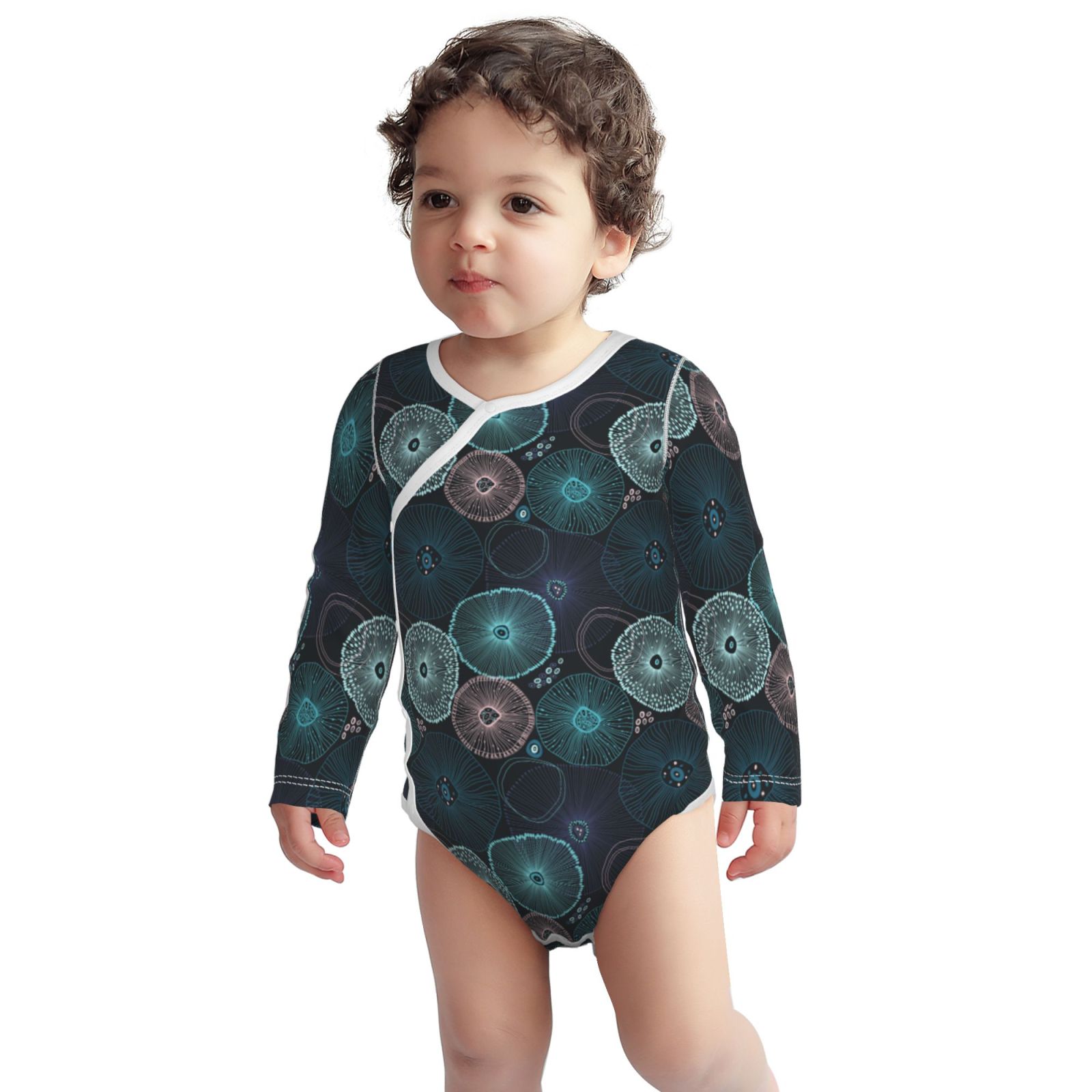 Long Sleeve Onesies Girl Boy, Jellyfish Pattern No.9028 Cute Comfy ...