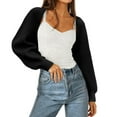 thumbnail image 1 of Long Sleeve Open Front Women's Bolero Shrug Sweater Knitted Cropped Cardigan Y2K Tops, 1 of 3