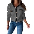 thumbnail image 1 of Long Sleeve Open Front Womens Button Up Cable Knit Cardigan Fall Trendy Sweater Jacket with Pockets, 1 of 5