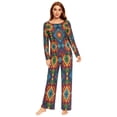 thumbnail image 1 of Long Sleeve Pajama Set For Women Comfy Set Soft Sleepwear Traditional Mexican Pattern, 1 of 7