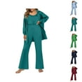 thumbnail image 1 of Long Sleeve Pajama Sets – Bamboo Pajamas & Lounge Sets for Women Women's Pajama Set Three Piece Short Sleeved Pajama Button Pajama Casual Set With Long Pants, 1 of 6