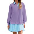 thumbnail image 1 of Long Sleeve Patchwork Women Collared V Neck Sweatshirt Dress, 1 of 6
