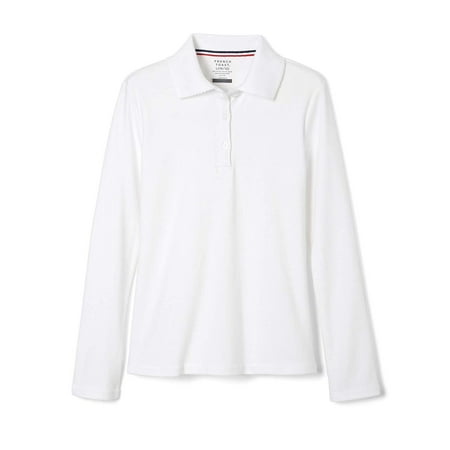French Toast Girls School Uniform Long Sleeve Picot Collar Interlock Polo Shirt, Sizes 4-20 & Plus