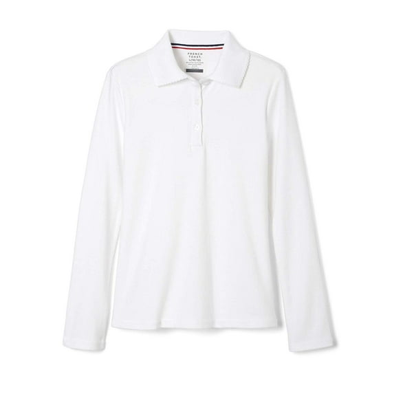 French Toast Girls School Uniform Long Sleeve Picot Collar Interlock Polo Shirt, Sizes 4-20 & Plus