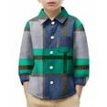 thumbnail image 1 of Long Sleeve Plaid Button Up Shirts for Boys Girls Classic Collared School Uniform Tops Kids and Toddlers Blouses (4 Years, Blue 01), 1 of 7