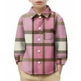 thumbnail image 1 of Long Sleeve Plaid Button Up Shirts for Boys Girls Classic Collared School Uniform Tops Kids and Toddlers Blouses (5Years, Pink), 1 of 7
