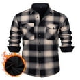 thumbnail image 1 of Long Sleeve Plaid Flannel Shirt Jacket for Men Western Button Up Brushed Cotton Fleece Shacket Thermal Padded Shirt, 1 of 4