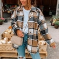 thumbnail image 1 of Long Sleeve Plaid Shacket Jackets for Women 2023 Fashion Lapel Collar Button Down Shirts Coats Fall Winter Shackets, 1 of 7
