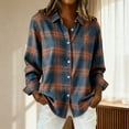 thumbnail image 1 of Long Sleeve Plaid Shirts for Women Graphic Tees Loose Fit Blouses Basic Shirt Collar Regular Top Button Down Collared Casual Tops Lightweight Spring Blouses Color Block Shirt Plaid Tops for Women, 1 of 4