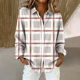 thumbnail image 1 of Long Sleeve Plaid Shirts for Women V Neck Street Office Daily Outfit Button Down Collared Casual Tops Rolled Up Boyfriend Top Business Dressy Top Loose Fit Blouses Plaid Tops for Women Oversized, 1 of 5