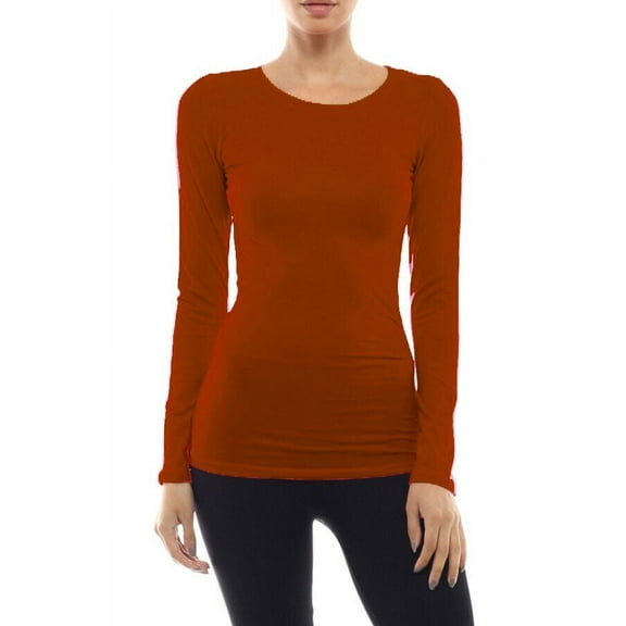 Long Sleeve Plain ROUND Neck T-shirts Cotton/Spandex Junior Size