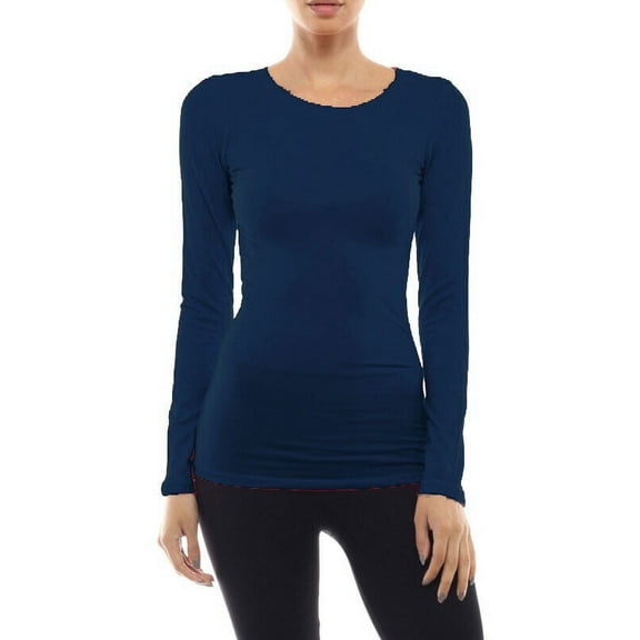 Long Sleeve Plain ROUND Neck T-shirts Cotton/Spandex Junior Size