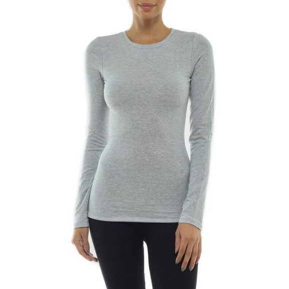 Long Sleeve Plain ROUND Neck T-shirts Cotton/Spandex Junior Size