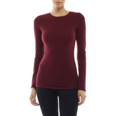 Long Sleeve Plain ROUND Neck T-shirts Cotton/Spandex Junior Size