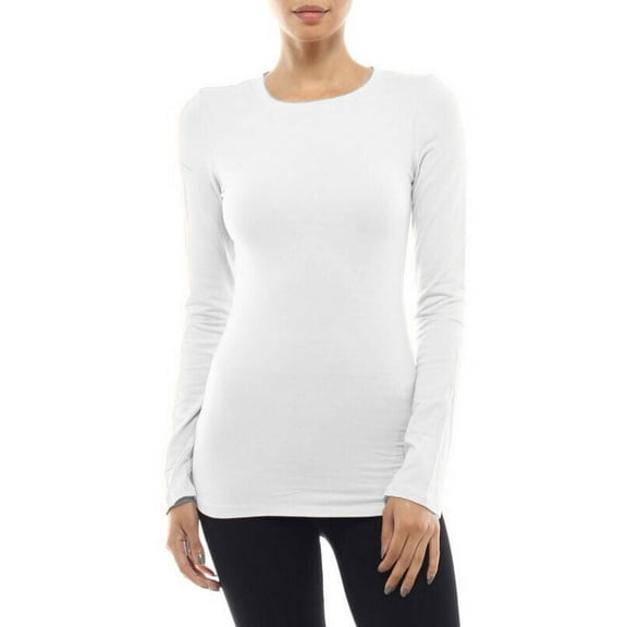 Long Sleeve Plain ROUND Neck T-shirts Cotton/Spandex Junior Size