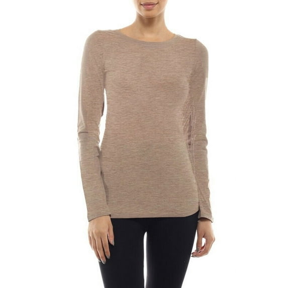 Long Sleeve Plain ROUND Neck T-shirts Cotton/Spandex Junior Size