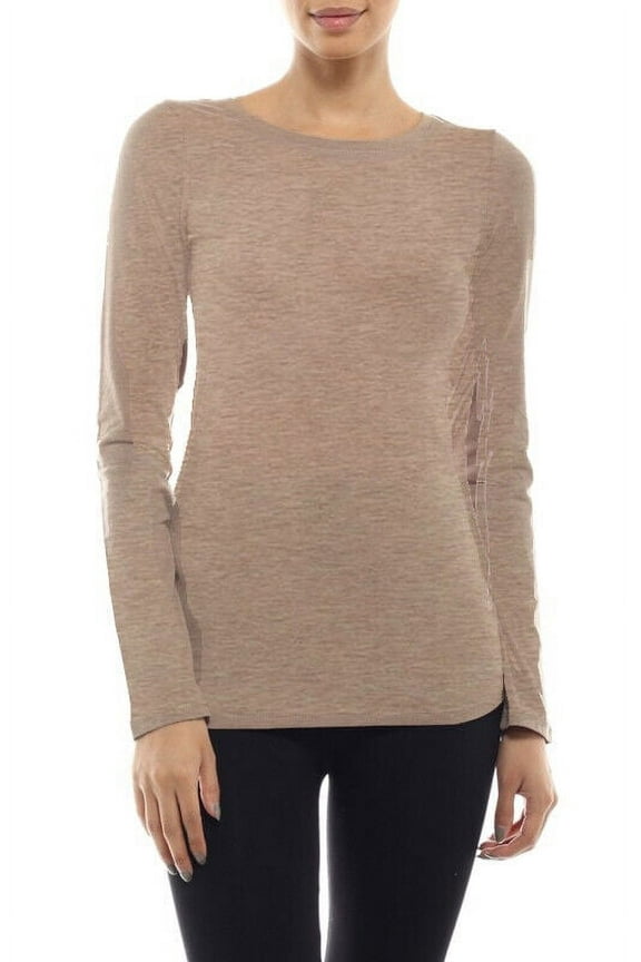 Long Sleeve Plain ROUND Neck T-shirts Cotton/Spandex Junior Size