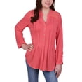 thumbnail image 1 of Long Sleeve Pleat Front Y Neck With Rounded Hem, 1 of 3