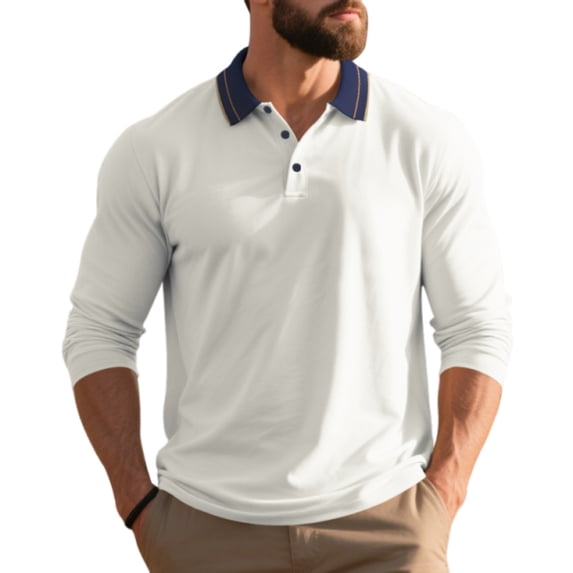 Long Sleeve Polo Shirt for Men Breathable Oversized Lightweight Polo Classic Fall Top for Weekend Gathering