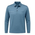 thumbnail image 1 of Long Sleeve Polo Shirt for Men Chest Pocket Polo Button Striped Detail Slim Fit Shirts for Weekend Gathering, 1 of 4