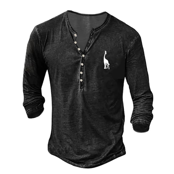 Long Sleeve Polo Shirts For Men Solid Color Casual Comfort Soft Loose Quarter Button Henley Shirt Summer Lightweight Classic Basic T Shirts Black XL