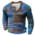 thumbnail image 1 of Long Sleeve Polo Shirts For Men Solid Color Fashion Breathable Loose Quarter Button Henley Shirt Fall Lightweight Classic Basic Tops Blue L, 1 of 2